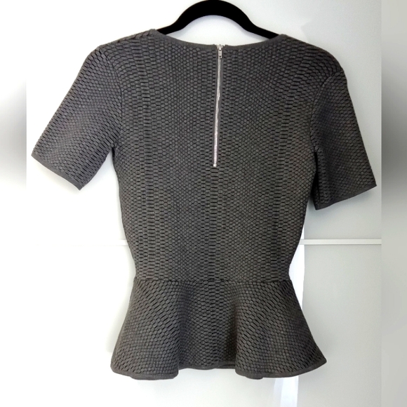 Sandro Textured Grey Peplum Top - Picture 2 of 11